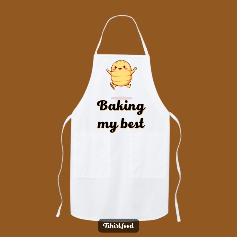 Funny Croissant Leap Apron - Cook with Pastry Power, Hilarious Kitchen Gift!
