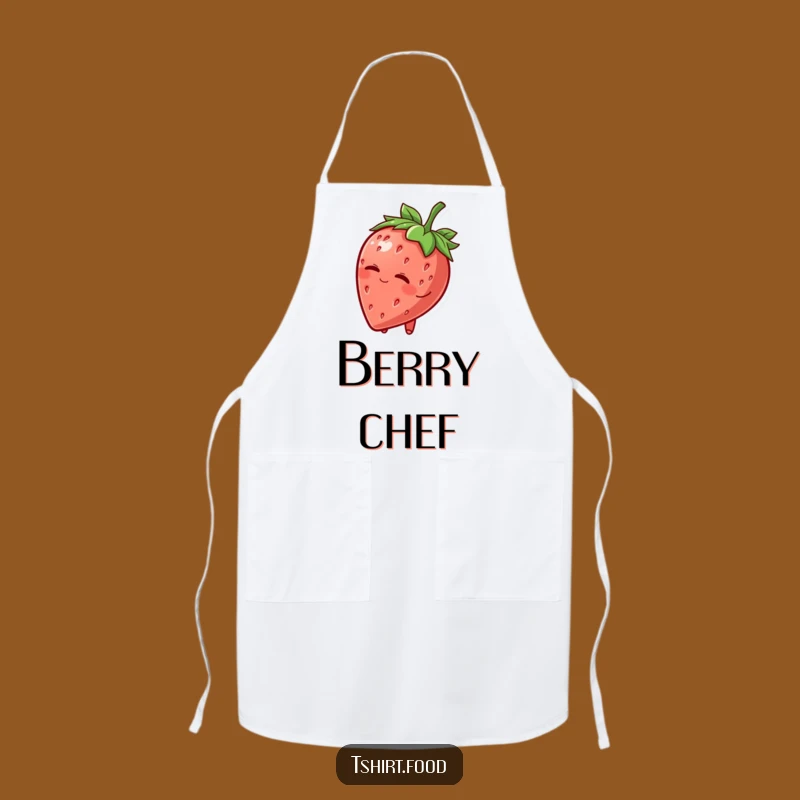 Funny Strawberry Hat Wink Apron: Practical Fruit Character, Humorous Kitchen Wear