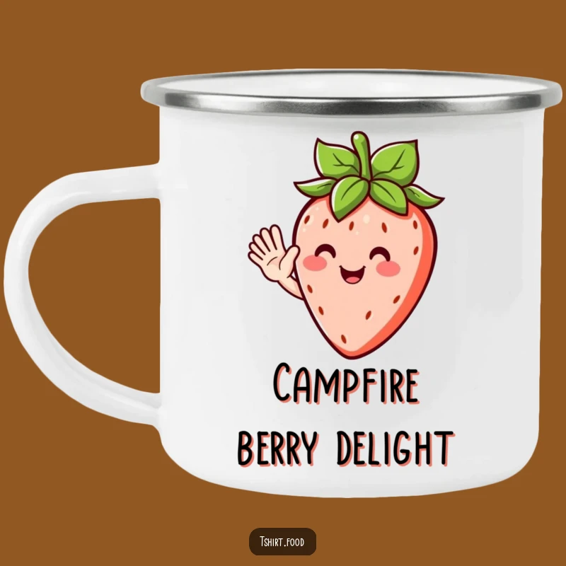 Funny Strawberry Wave Camping Mug - Sweet Fruit Character for Outdoor Adventures