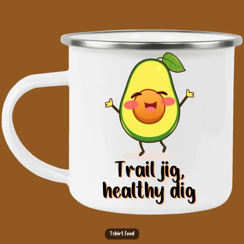 Durable Funny Winking Avocado Jig Camping Mug, Happy Dancer Outdoor Gift