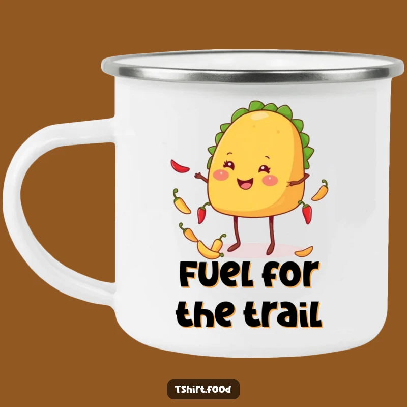 Funny Taco Camping Mug: Juggling Chiles Outdoors, Durable Humorous Gift