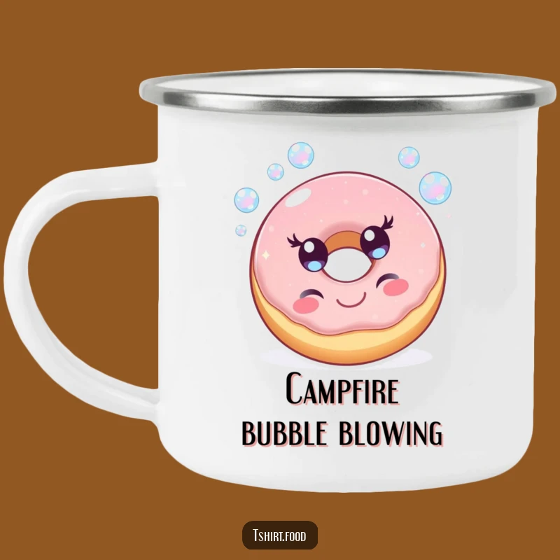 Funny Cheerful Donut Camping Mug: Enjoy Sweet Sips with Bubbly Flair