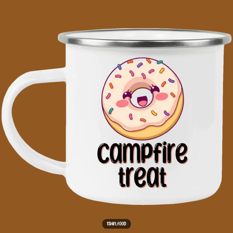 Funny Donut Bouncing Camping Mug: Durable Sprinkle Character, Humorous Outdoor Drinkware