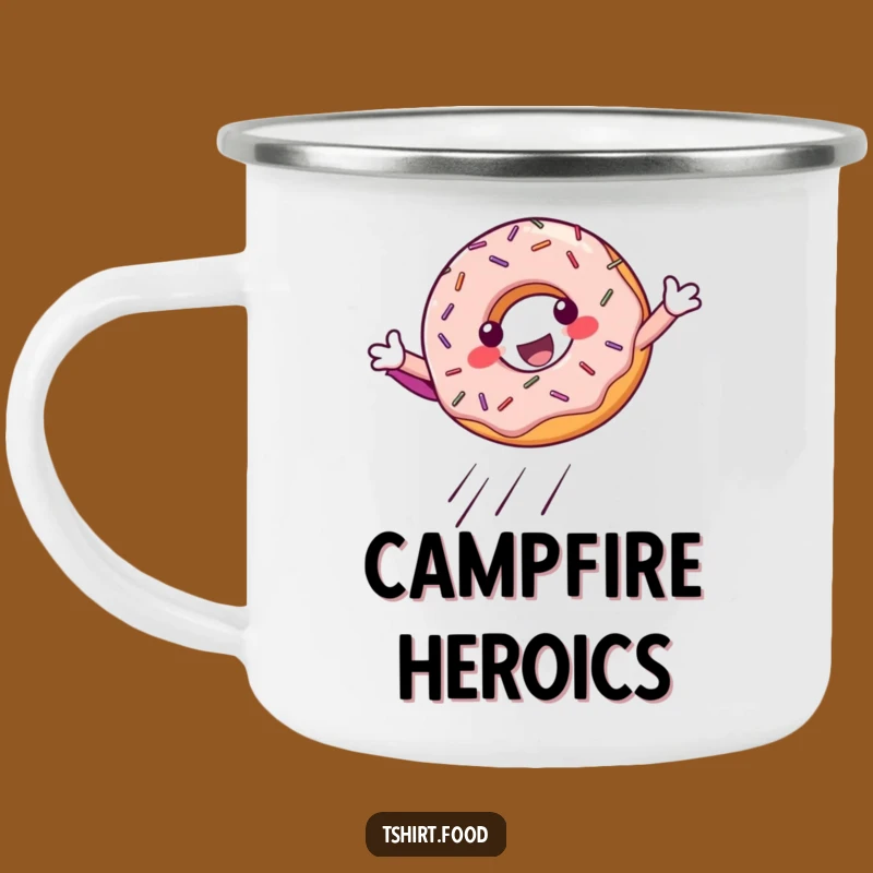 Funny Donut Superhero Landing Camping Mug: Adventure and Heroism