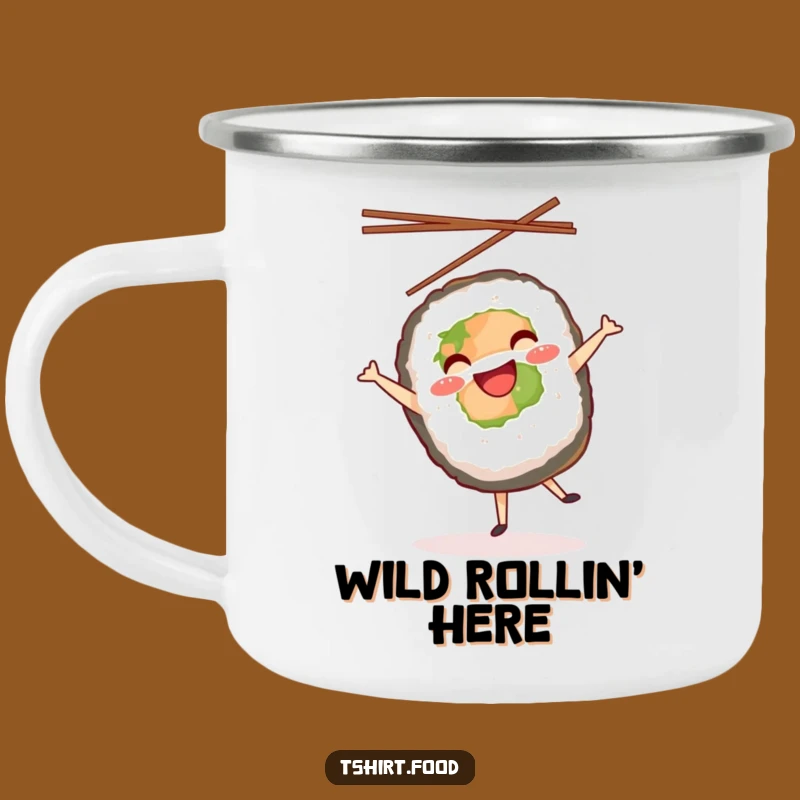 Funny Sushi Cartwheel Camping Mug: Adventure Fuel & Fun