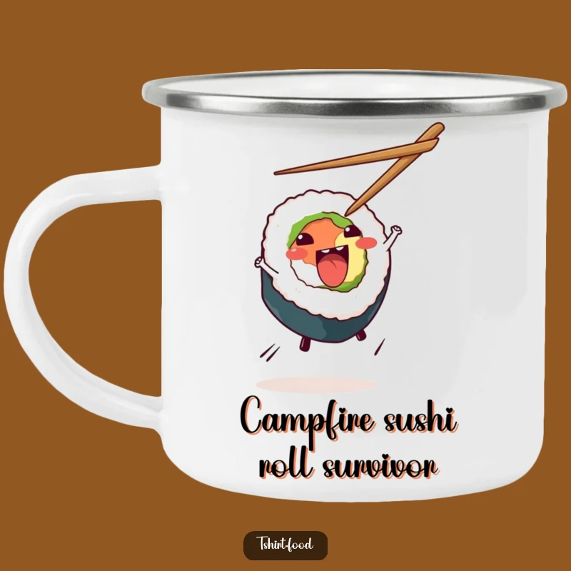 Funny Sushi Cartwheel Camping Mug - Durable Drinkware for Outdoor Fun