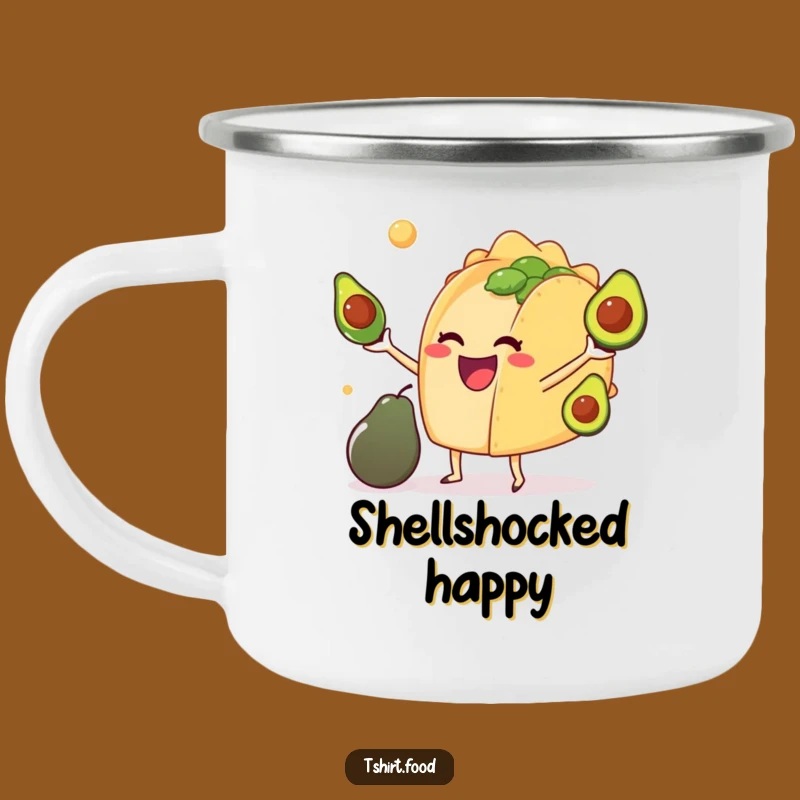 Funny Taco Juggling Avocados Camping Mug: Adventure Fuel & Laughter