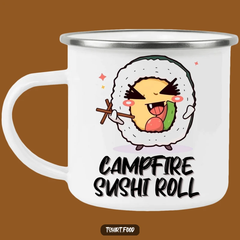 Funny Winking Sushi Camping Mug - Durable & Mischievous Outdoor Gift