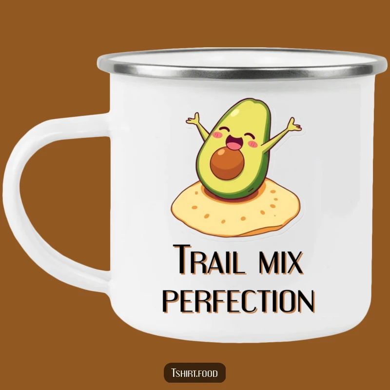 Funny Avocado Somersault Camping Mug: Adventure Fuel for Foodies