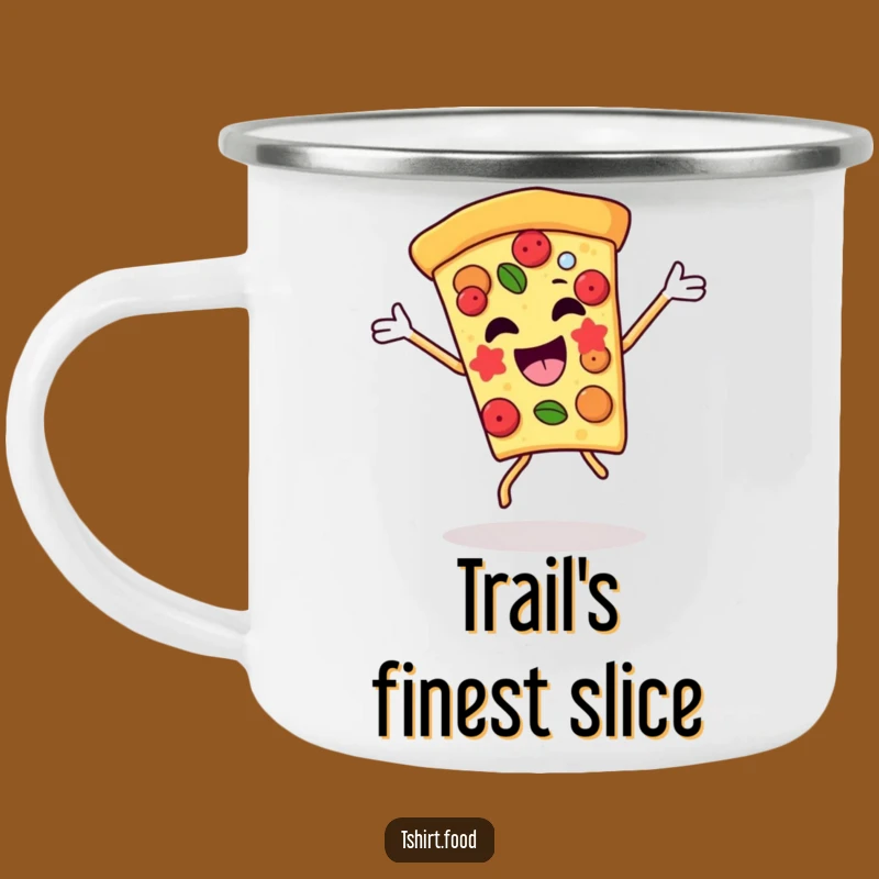Durable Funny Pizza Victory Dance Camping Mug: Adventure Fuelled by Hilarious Food