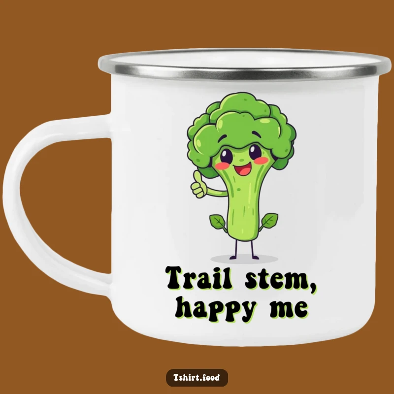 Funny Broccoli Thumbs Up Enamel Mug: Adventure-Ready Healthy Humor