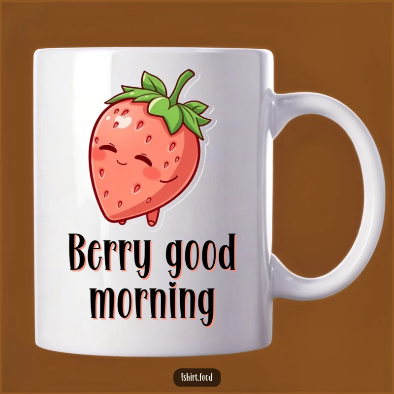 Funny Strawberry Hat Wink Mug: Charming Fruit Character, Hilarious Gift Idea