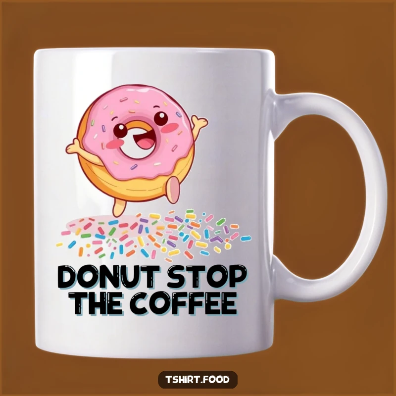 Funny Donut Sprinkle Leap Mug - Cheerful Dessert Humor and Perfect Gift