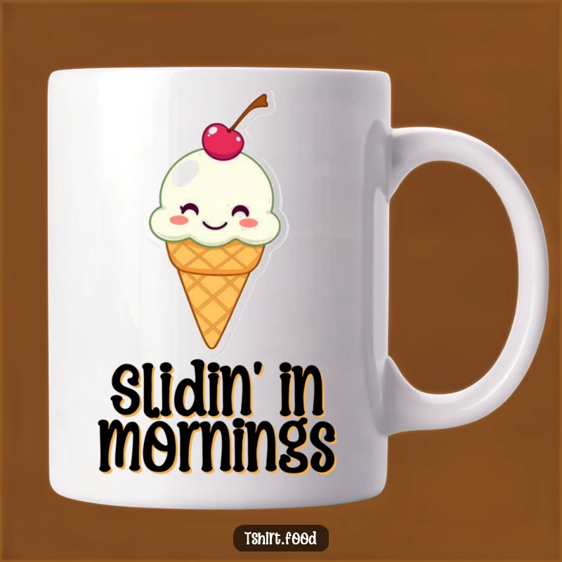 Funny Grinning Ice Cream Cone Mug - Hilarious Slippery Treat Gift