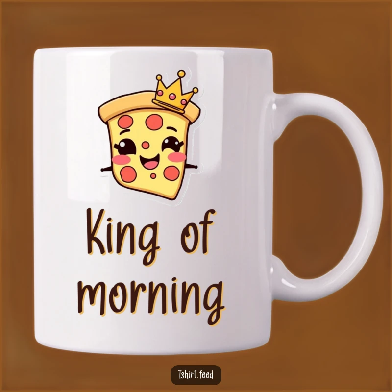 Funny Pizza Crown Mug: Grinning Slice Royalty - Perfect Regal Gift!