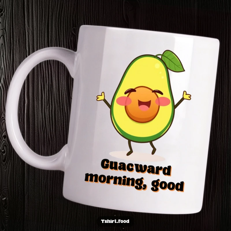 Funny winking avocado mug doing a happy jig, spreading cheer and delicious humor. Perfect funny gift.
