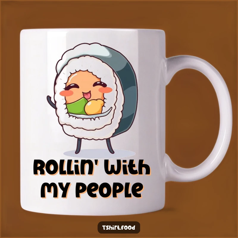 Funny Winking Sushi Roll Dancing Mug - Hilarious Foodie Gift for Sushi Lovers
