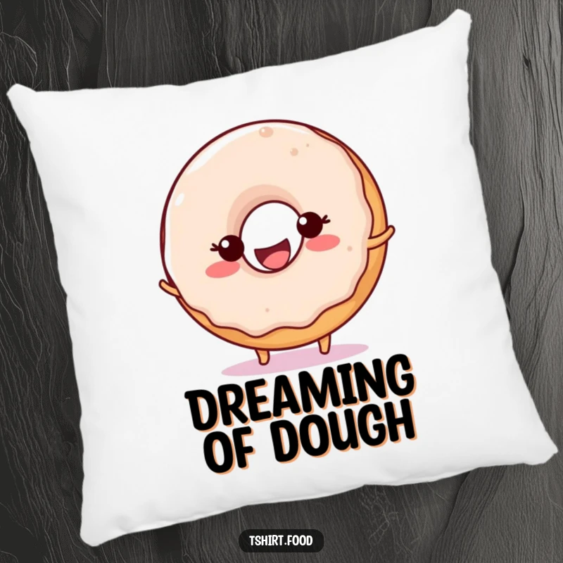 Funny Donut Ball Bounce Pillow featuring a happy donut character with a big smile, playfully bouncing a ball, offering comedic comfort.