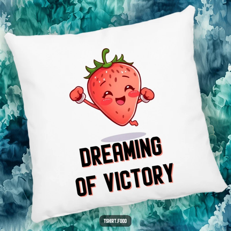 Funny boxing strawberry pillow with a small fruit jumping with gloves, a comfy funny gift.