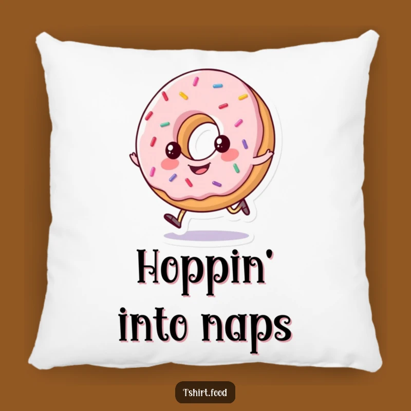 Comfy Funny Happy Donut Hop Pillow - Adorable Sprinkled Decor
