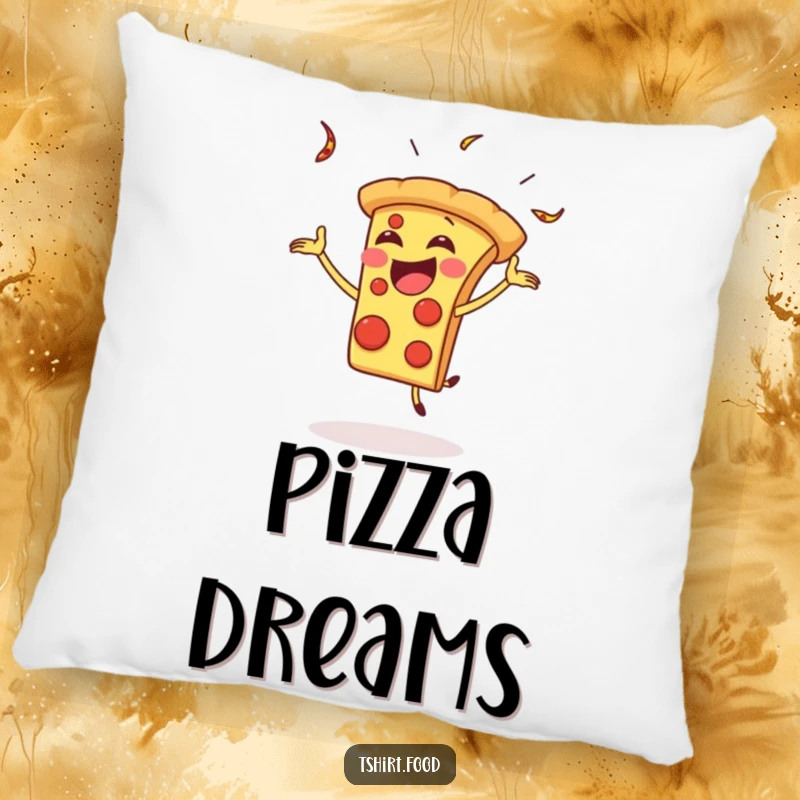 Funny Pillow: A gleeful pizza slice performs a silly juggling act on this soft and cozy decorative pillow.