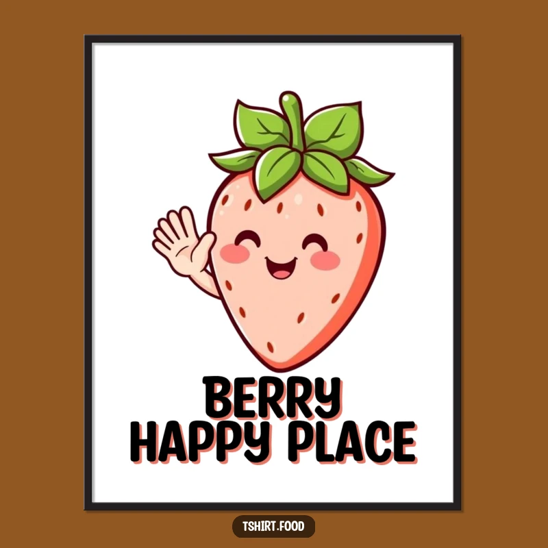 Funny Strawberry Wave Digital Art - Cheerful Fruit Character for Instant Sunshine