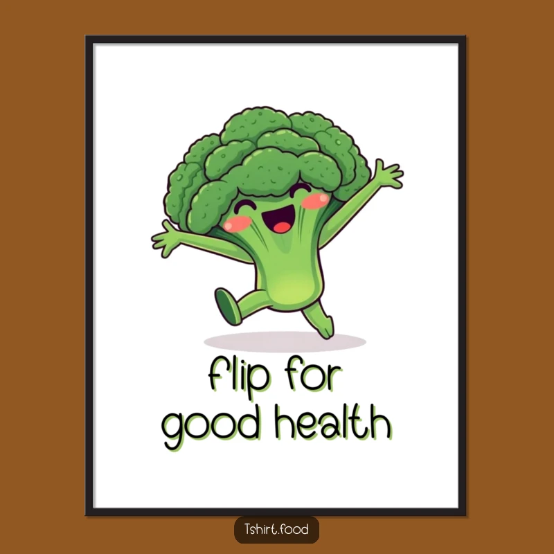 Funny Broccoli Cartwheel Digital Art: Veggie Energy - Instant Funny Gift Download