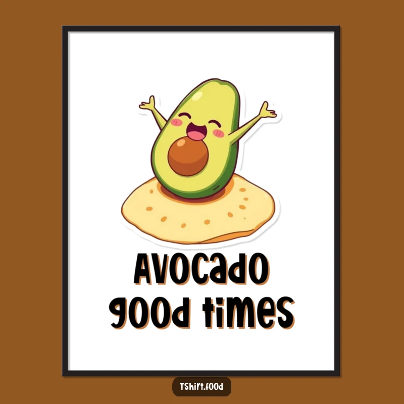 Funny Avocado Somersault Digital Art: Instant Foodie Humor Print