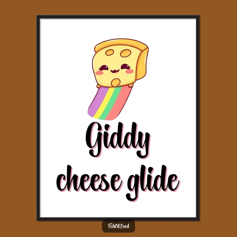 Funny Cheese Slice Digital Art Print: Giddy Rainbow Slider, Instant Hilarious Gift!