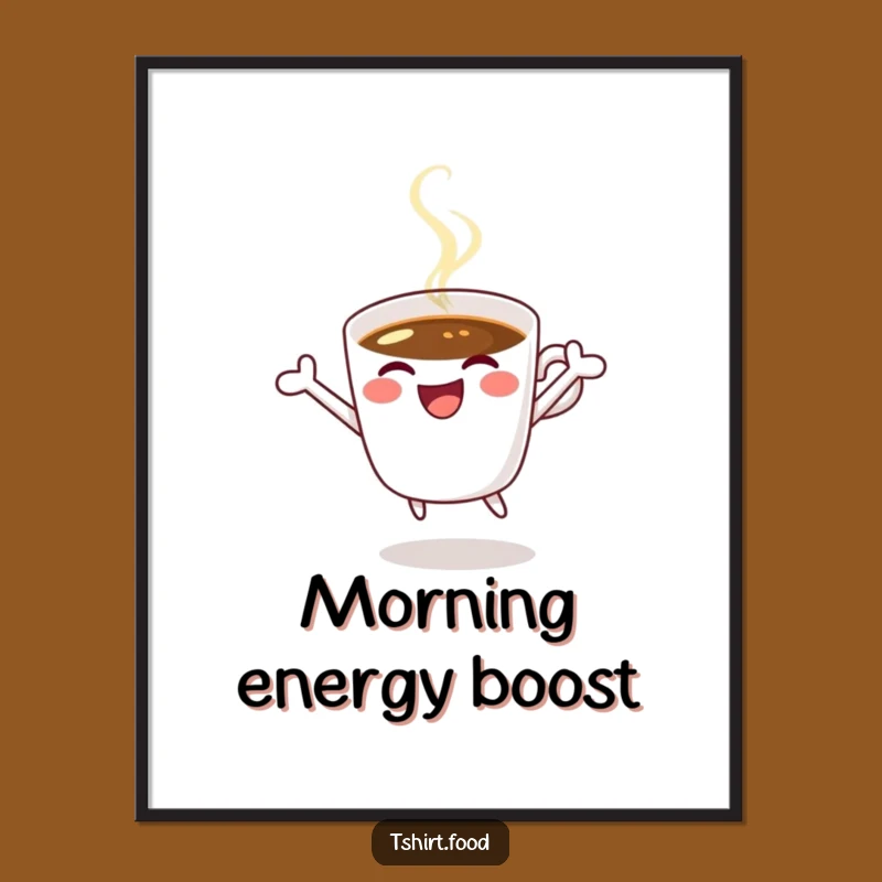 Funny Coffee Digital Art: Jumping for Joy with Style, Vibrant Humorous Print Gift