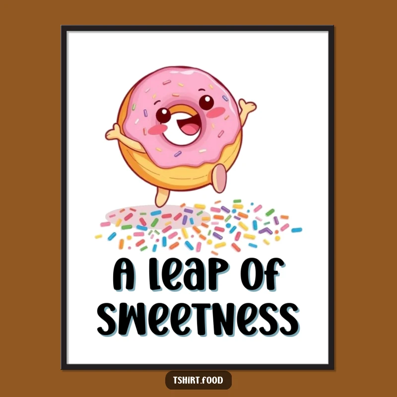 Funny Donut Sprinkle Leap Digital Art Print - Instant Cheerful Decor