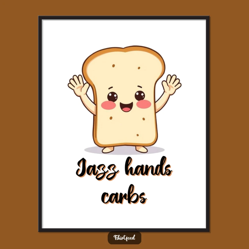 Funny Happy Bread Jazz Hands Digital Art: Instant Joyful Decor
