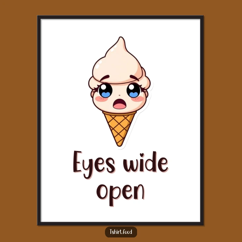 Funny Ice Cream Cone Digital Art Print: Surprised Eyes Pop, Instant Hilarious Gift!