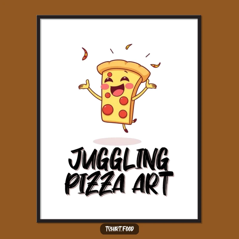 Funny Pizza Juggling Digital Art: Printable Slice, Instant Funny Gift Decor