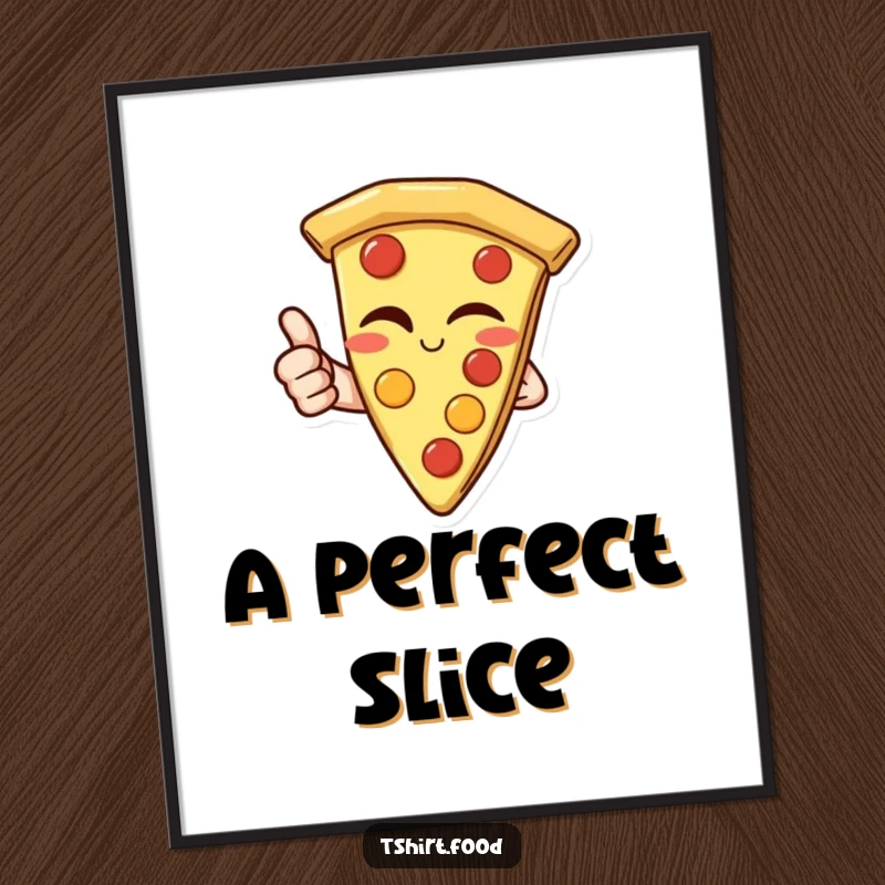 Funny Digital Art Print: A vibrant pizza slice winking and giving a thumbs up, capturing pure deliciousness.