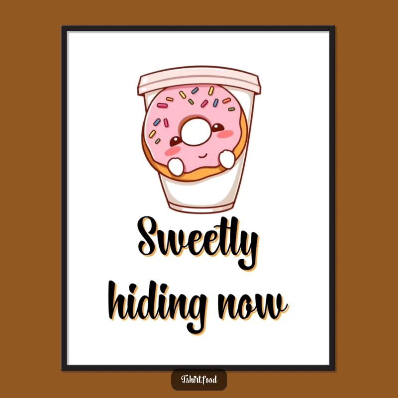 Funny Shy Donut Digital Art - Instant Cute Decor, Perfect Funny Gift