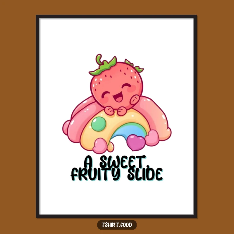 Funny Strawberry Rainbow Digital Art Print - Instant Cheerful Decor