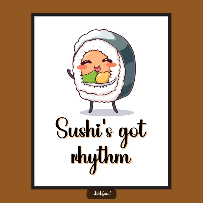 Funny Winking Sushi Roll Digital Art - Hilarious Printable for Instant Joy