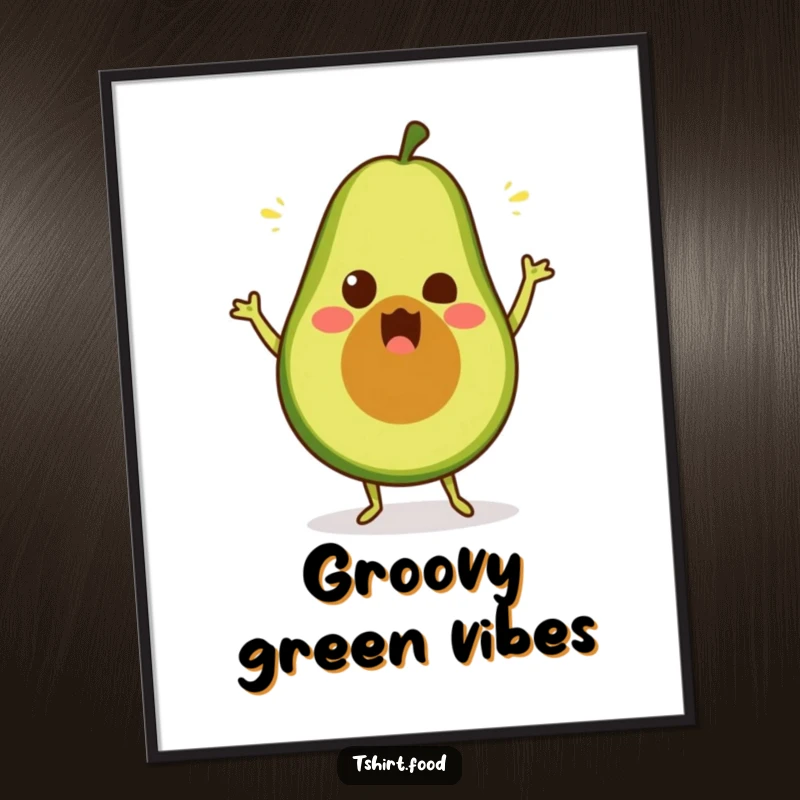 Funny avocado dance digital art print of a surprised fruit in a silly dance, instant funny gift.