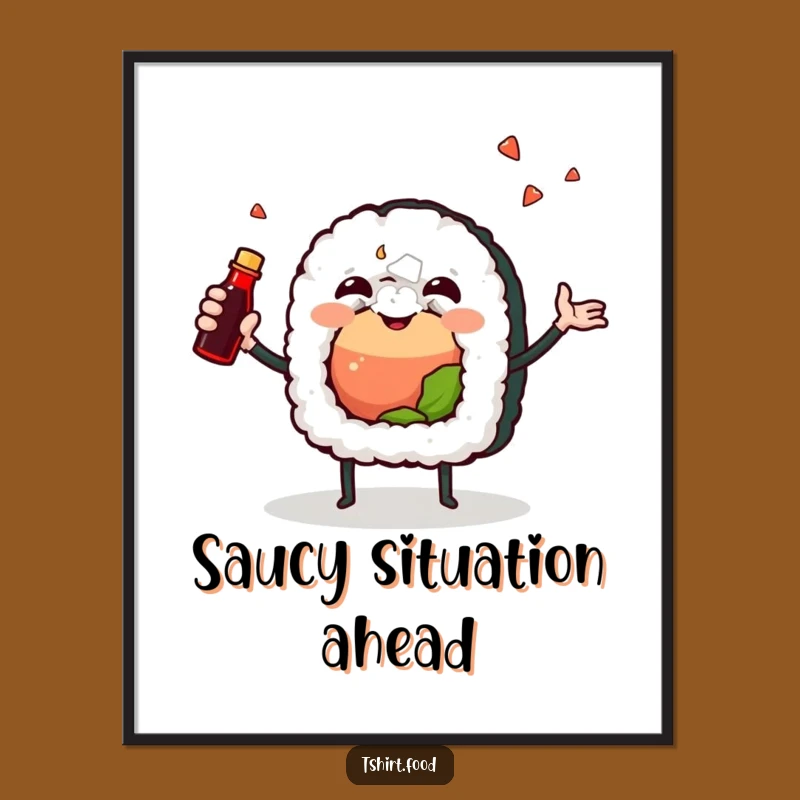Funny Joyful Sushi Digital Art: Instant Culinary Cheer for Your Walls