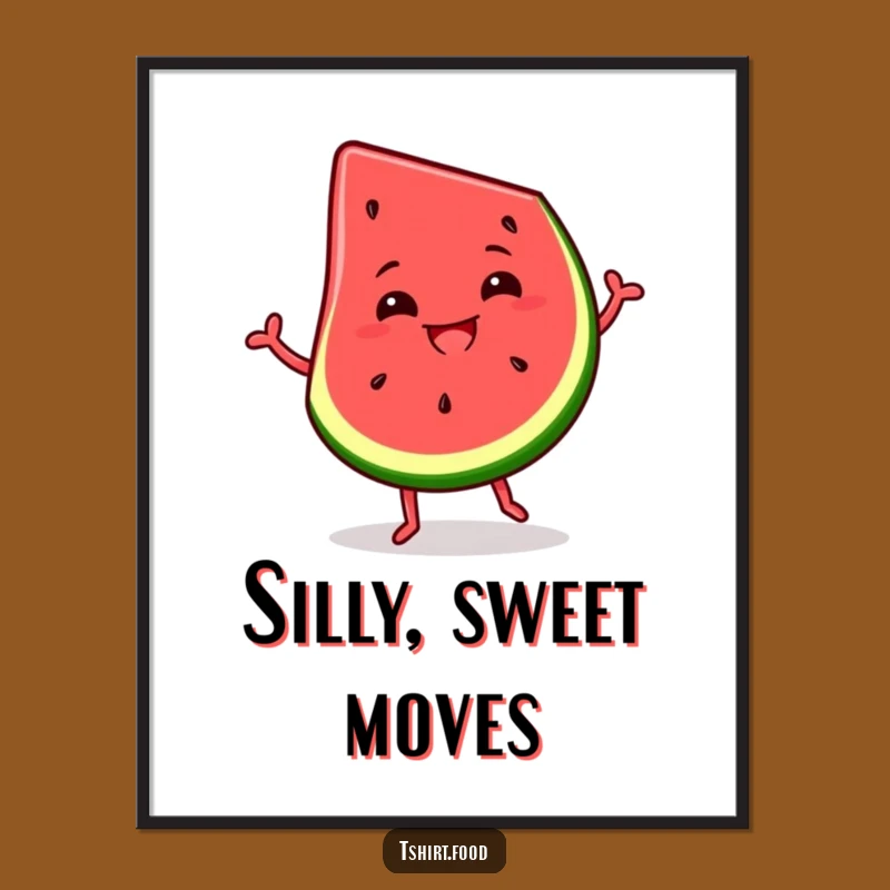 Funny Watermelon Slice Digital Art Print: Dancing Fruit, Silly Grin, Instant Gift!