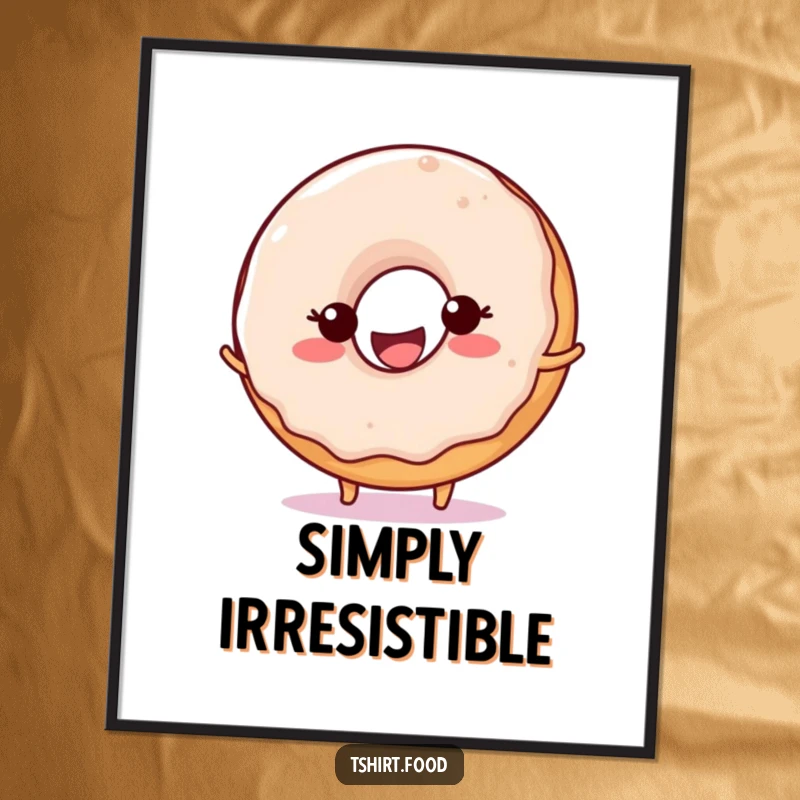 Funny Donut Ball Bounce Digital Art Print of a happy donut character with a big smile, playfully bouncing a ball, ready for instant display.