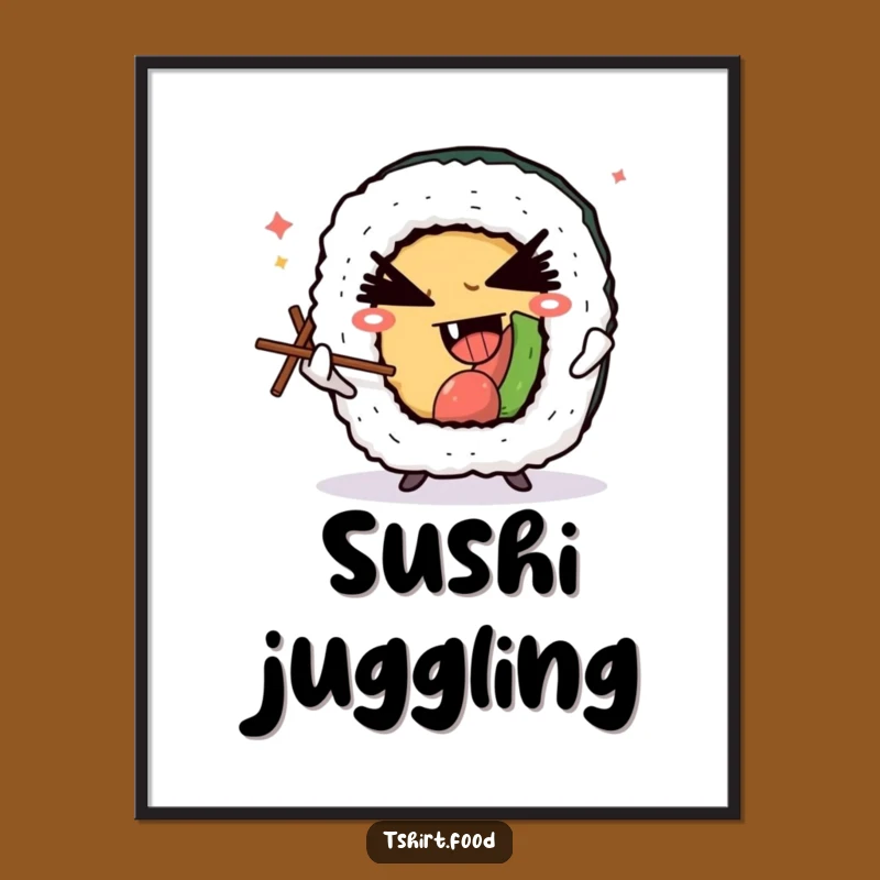 Funny Winking Sushi Digital Print - Devilish Juggler Wall Art Gift