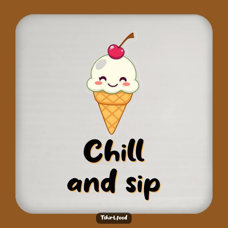 Funny Grinning Ice Cream Cone Coaster - Hilarious Slippery Table Protector