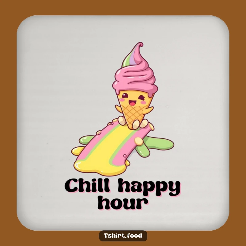 Funny Melting Ice Cream Coaster Set - Joyful Rainbow Table Decor