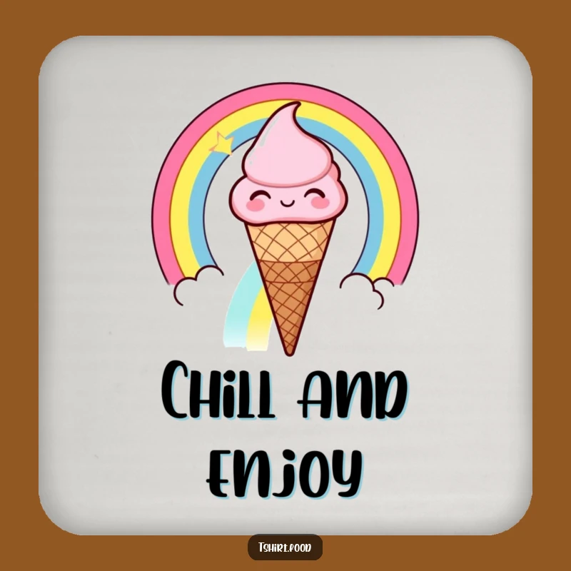 Funny Ice Cream Rainbow Coaster: Winking Cone Fun - Hilarious Sweet Decor!