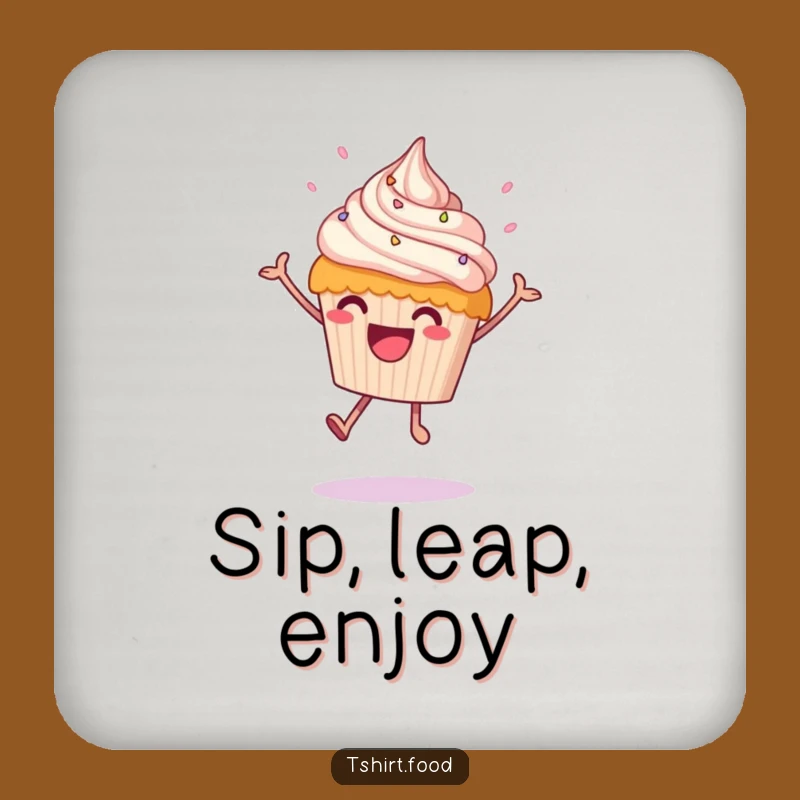 Funny Leaping Cupcake Coaster - Protect Surfaces with Sweet Humor, Great Funny Gift