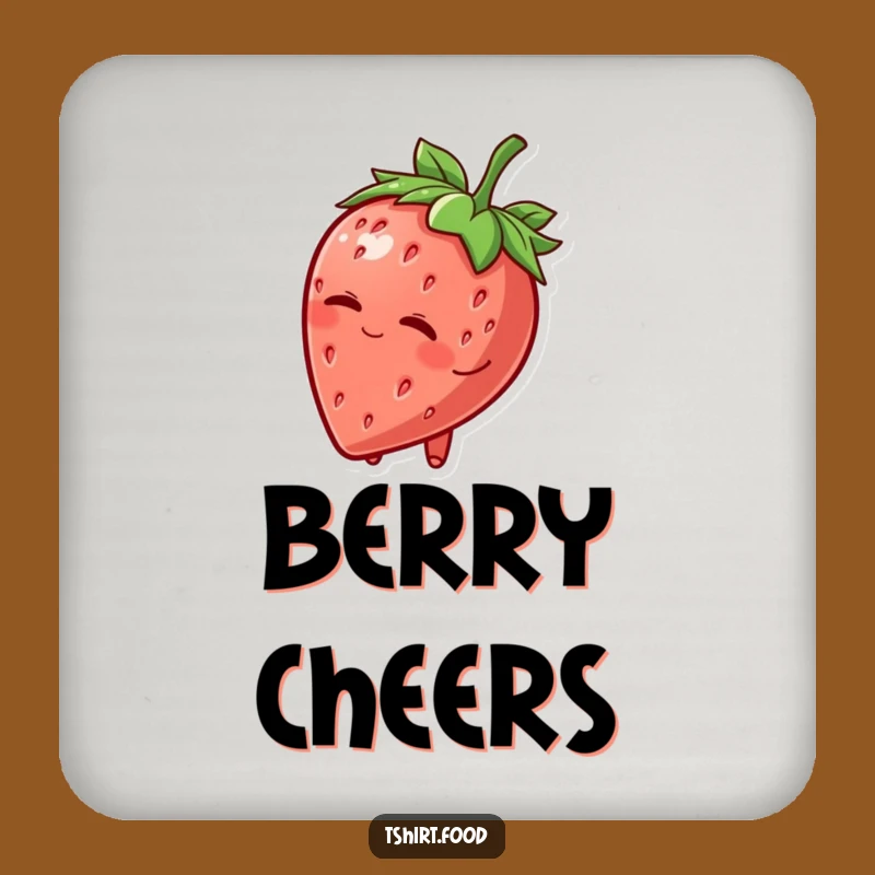 Funny Strawberry Hat Wink Coaster: Protective Fruit Character, Humorous Tabletop Decor