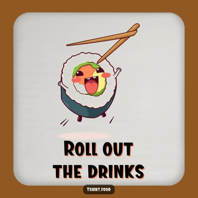 Funny Sushi Cartwheel Drink Coaster - Protect Surfaces with Japanese Food Fun