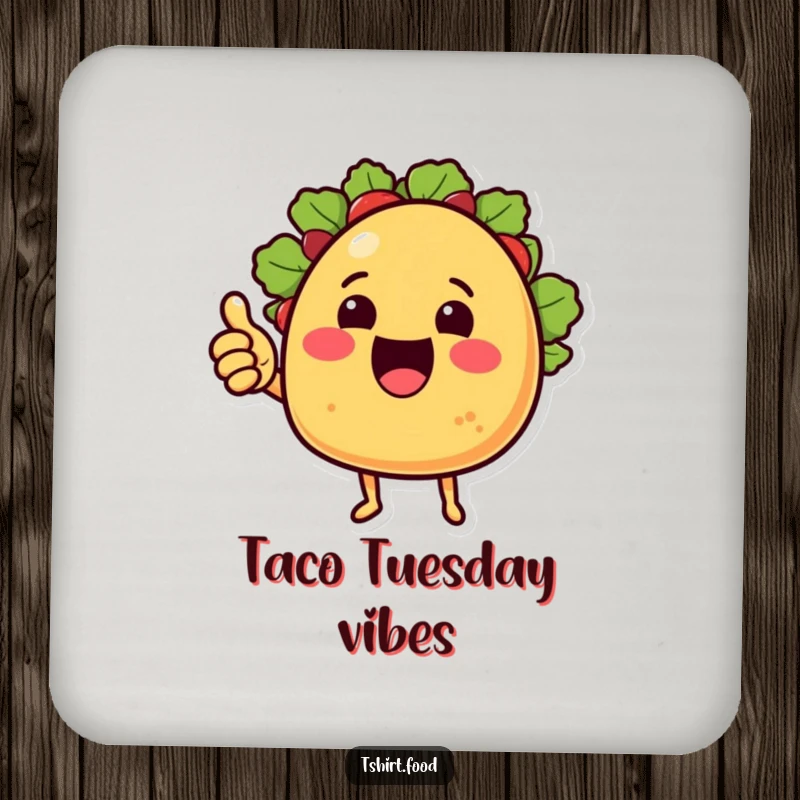 Funny Coaster: A cheering taco with little arms gives a thumbs up, protecting your surfaces with festive foodie fun.